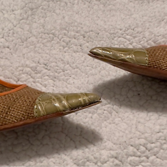 Prada Shoe Textile Green Crocodile Toe Cap Patent Leather Trim - Picture 5 of 16